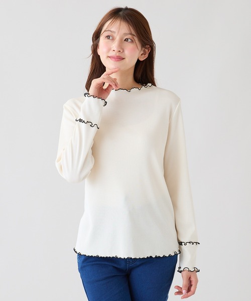 Rose Tiara（ローズティアラ）の「【大人気/秋の新色追加】【伸縮性◎】メローカットソー（Tシャツ/カットソー・レディース・グレー/ピンク/オフホワイト・38/46/42）」の11枚目の写真