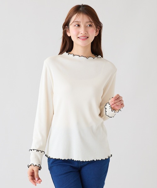 Rose Tiara（ローズティアラ）の「【大人気/秋の新色追加】【伸縮性◎】メローカットソー（Tシャツ/カットソー・レディース・グレー/ピンク/オフホワイト・38/46/42）」の12枚目の写真