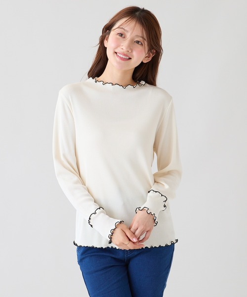 Rose Tiara（ローズティアラ）の「【大人気/秋の新色追加】【伸縮性◎】メローカットソー（Tシャツ/カットソー・レディース・グレー/ピンク/オフホワイト・38/46/42）」の13枚目の写真