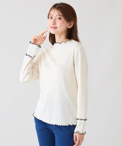 Rose Tiara（ローズティアラ）の「【大人気/秋の新色追加】【伸縮性◎】メローカットソー（Tシャツ/カットソー・レディース・グレー/ピンク/オフホワイト・38/46/42）」の14枚目の写真