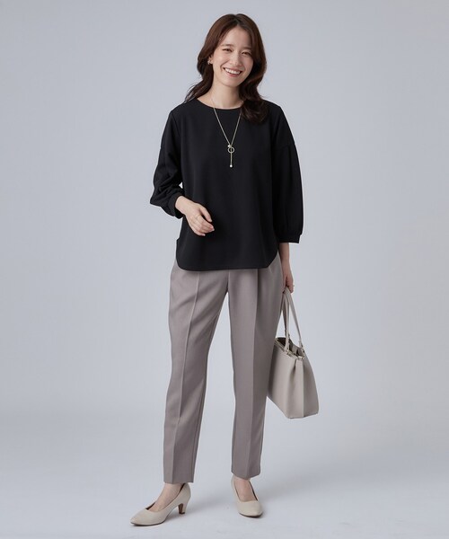 SHOO・LA・RUE(シューラルー)の「【セットアップ可/通勤/洗濯機可/SS-LL】タックテーパードパンツ(その他パンツ・レディース・ネイビー/ブラウン系その他・04/10/01/02/03)」の7枚目の写真
