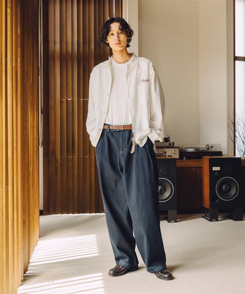 Bleme(ブレム)の「刺繍ロゴ ストライプ長袖シャツ(シャツ/ブラウス・メンズ・ネイビー/ライトブルー/オフホワイト・M/S/XL/L)」の10枚目の写真