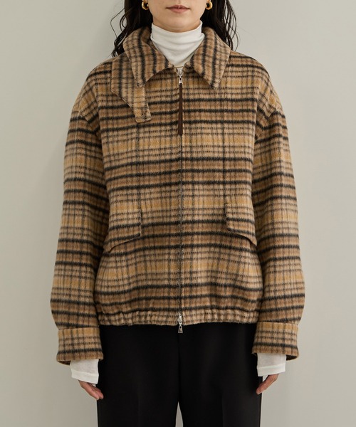 SALON adam et rope'(サロン アダム エ ロペ)の「MILIORアルパカシャギーチェックスタンドカラー ダブルジップブルゾン / セットアップ対応(ブルゾン・レディース・キャメル/チャコールグレー・FREE)」の13枚目の写真