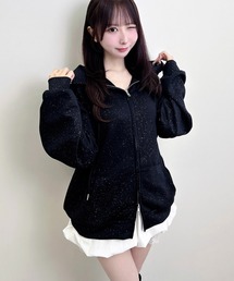 INGNI（イング）の「プレート付ラメダンボールダブルジップパーカー（パーカー）」