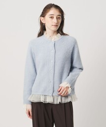 フォックスカシミヤ オーガンジー フリル カーディガン