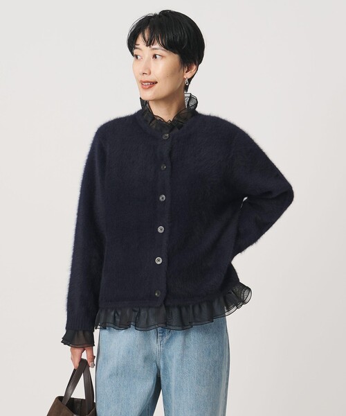 UNITED ARROWS（ユナイテッドアローズ）の「フォックスカシミヤ オーガンジー フリル カーディガン（カーディガン/ボレロ・レディース・ダークグレー/ライトブルー/ネイビー・FREE）」の5枚目の写真