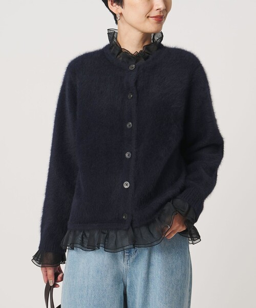 UNITED ARROWS（ユナイテッドアローズ）の「フォックスカシミヤ オーガンジー フリル カーディガン（カーディガン/ボレロ・レディース・ダークグレー/ライトブルー/ネイビー・FREE）」の7枚目の写真