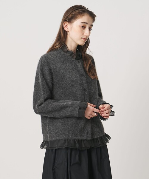 UNITED ARROWS（ユナイテッドアローズ）の「フォックスカシミヤ オーガンジー フリル カーディガン（カーディガン/ボレロ・レディース・ダークグレー/ライトブルー/ネイビー・FREE）」の9枚目の写真