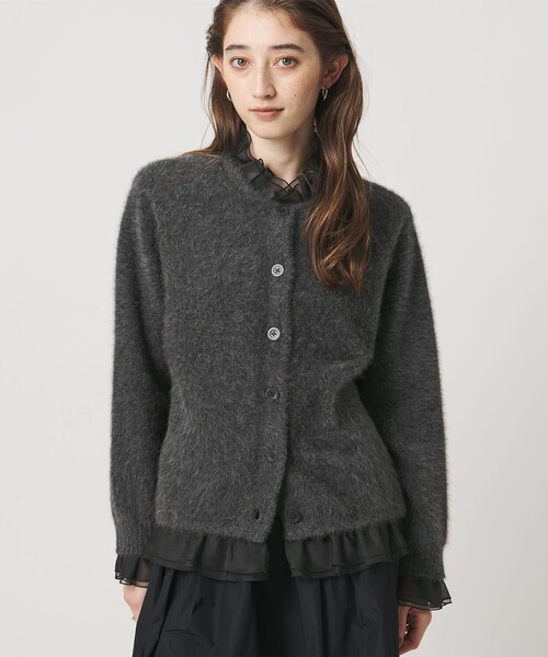 UNITED ARROWS（ユナイテッドアローズ）の「フォックスカシミヤ オーガンジー フリル カーディガン（カーディガン/ボレロ・レディース・ダークグレー/ライトブルー/ネイビー・FREE）」の10枚目の写真