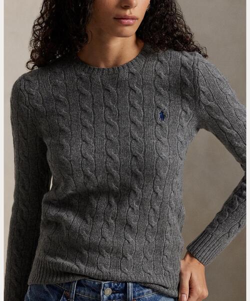 POLO RALPH LAUREN(ポロ ラルフ ローレン)の「ケーブル ウールカシミヤ クルーネック セーター(ニット/セーター・レディース・グレー系・M/S/XS/L)」の4枚目の写真