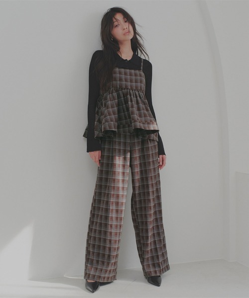 KOBE LETTUCE(コウベレタス)の「チェック柄ワイドパンツ(その他パンツ・レディース・ボルドー/グレー/ブラウン・M)」の7枚目の写真