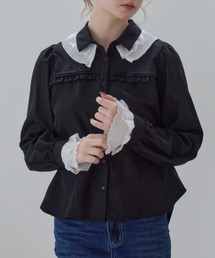 pleats frill classical blouse / プリーツフリルブラウス