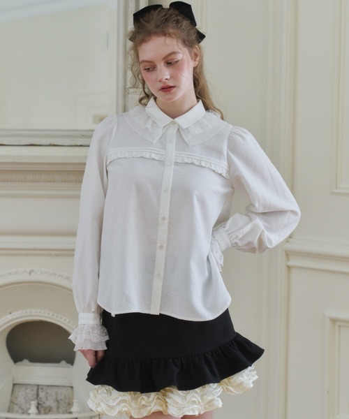 idem(イデム)の「pleats frill classical blouse / プリーツフリルブラウス(シャツ/ブラウス・レディース・ブラック/ホワイト・FREE)」の10枚目の写真