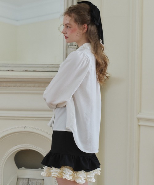 idem(イデム)の「pleats frill classical blouse / プリーツフリルブラウス(シャツ/ブラウス・レディース・ブラック/ホワイト・FREE)」の12枚目の写真