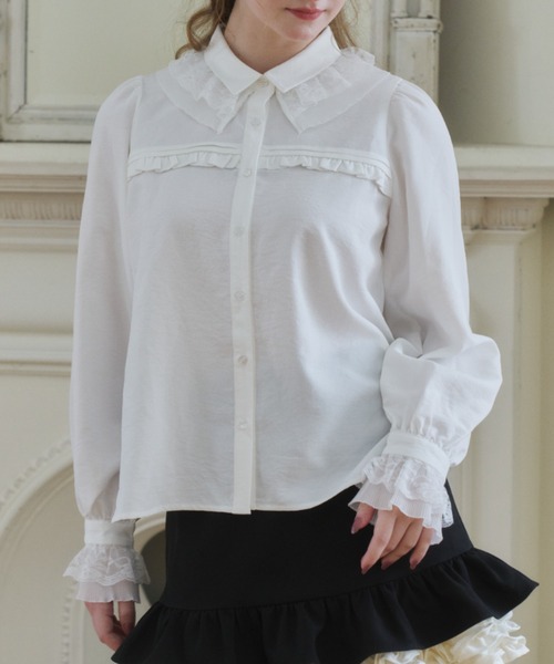 idem(イデム)の「pleats frill classical blouse / プリーツフリルブラウス(シャツ/ブラウス・レディース・ブラック/ホワイト・FREE)」の9枚目の写真