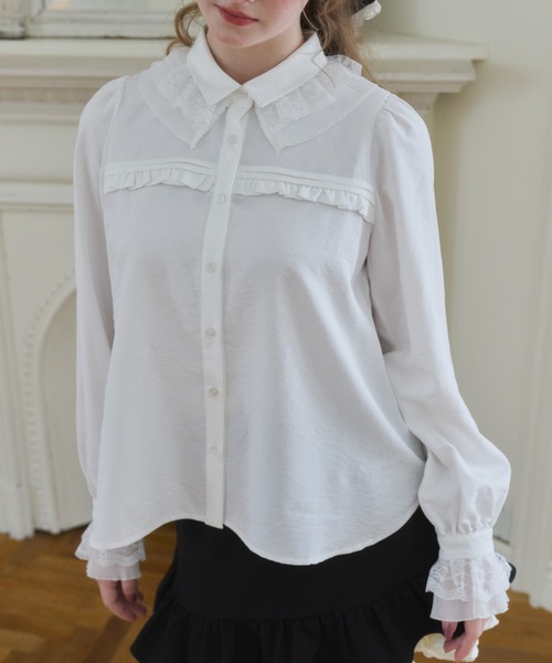 idem(イデム)の「pleats frill classical blouse / プリーツフリルブラウス(シャツ/ブラウス・レディース・ブラック/ホワイト・FREE)」の16枚目の写真