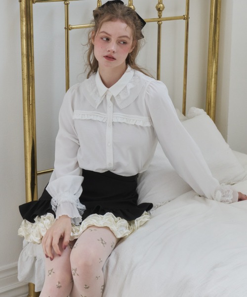 idem(イデム)の「pleats frill classical blouse / プリーツフリルブラウス(シャツ/ブラウス・レディース・ブラック/ホワイト・FREE)」の8枚目の写真