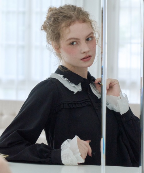 idem(イデム)の「pleats frill classical blouse / プリーツフリルブラウス(シャツ/ブラウス・レディース・ブラック/ホワイト・FREE)」の22枚目の写真