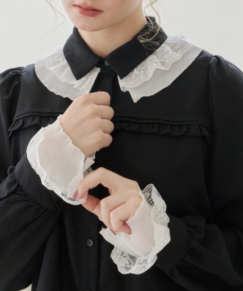 idem(イデム)の「pleats frill classical blouse / プリーツフリルブラウス(シャツ/ブラウス・レディース・ブラック/ホワイト・FREE)」の18枚目の写真