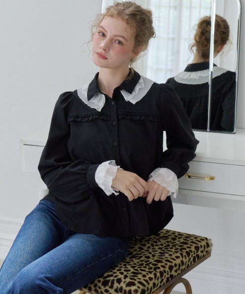 idem(イデム)の「pleats frill classical blouse / プリーツフリルブラウス(シャツ/ブラウス・レディース・ブラック/ホワイト・FREE)」の19枚目の写真