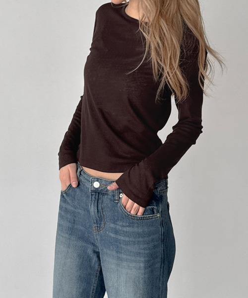 CANAL JEAN(キャナルジーン)の「SLEEK テンセルシアーロンT(Tシャツ/カットソー・レディース・オフホワイト/パープル/ブラウン・ONE SIZE)」の6枚目の写真