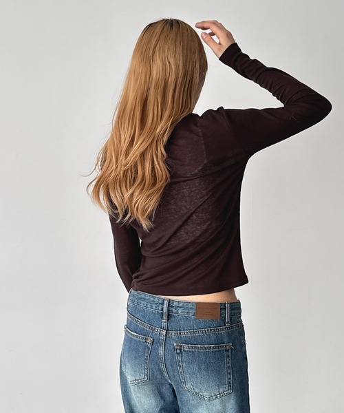 CANAL JEAN(キャナルジーン)の「SLEEK テンセルシアーロンT(Tシャツ/カットソー・レディース・オフホワイト/パープル/ブラウン・ONE SIZE)」の7枚目の写真