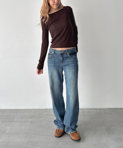 CANAL JEAN(キャナルジーン)の「SLEEK テンセルシアーロンT(Tシャツ/カットソー・レディース・オフホワイト/パープル/ブラウン・ONE SIZE)」の8枚目の写真