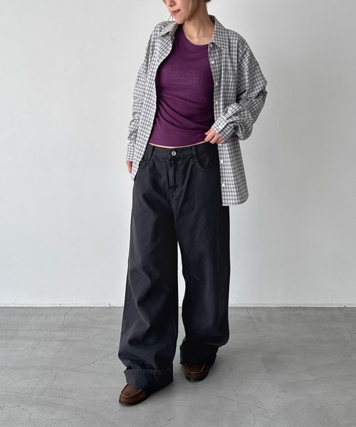 CANAL JEAN(キャナルジーン)の「SLEEK テンセルシアーロンT(Tシャツ/カットソー・レディース・オフホワイト/パープル/ブラウン・ONE SIZE)」の22枚目の写真
