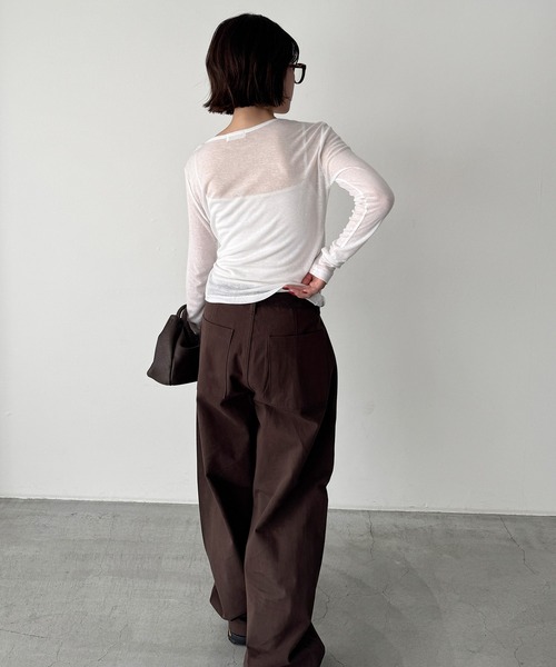 CANAL JEAN(キャナルジーン)の「SLEEK テンセルシアーロンT(Tシャツ/カットソー・レディース・オフホワイト/パープル/ブラウン・ONE SIZE)」の14枚目の写真