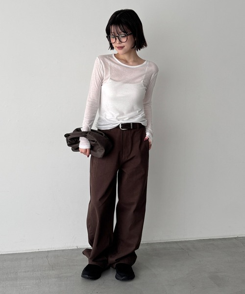 CANAL JEAN(キャナルジーン)の「SLEEK テンセルシアーロンT(Tシャツ/カットソー・レディース・オフホワイト/パープル/ブラウン・ONE SIZE)」の15枚目の写真