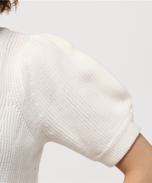 31 Sons de mode（トランテアン　ソン　ドゥ　モード）の「畦バックボタンショートプルオーバー（ニット/セーター・レディース・オフホワイト/カーキ/サックスブルー/ピンク・36）」の12枚目の写真