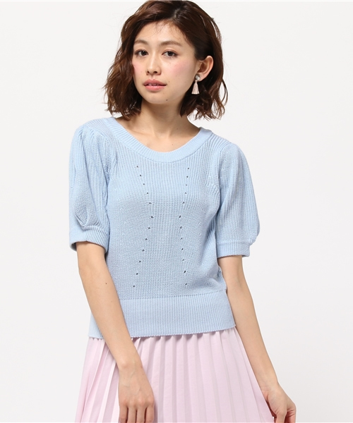 31 Sons de mode（トランテアン　ソン　ドゥ　モード）の「畦バックボタンショートプルオーバー（ニット/セーター・レディース・オフホワイト/カーキ/サックスブルー/ピンク・36）」の13枚目の写真