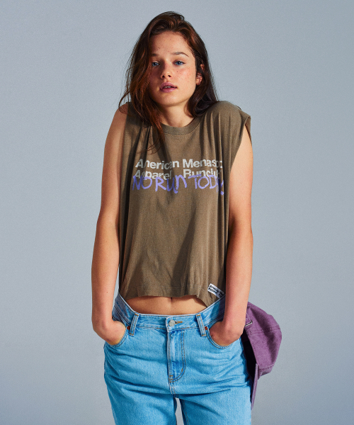 MENASOO(ミナス)の「MNS x American apparel Today Sleeveless (over-fit)_Brown(Tシャツ/カットソー・レディース・ブラウン・MEDIUM/SMALL)」の10枚目の写真