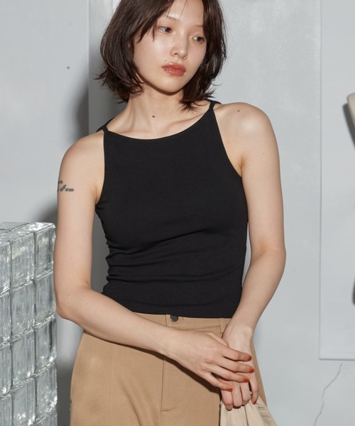 OFROOM(オフルーム)の「Cup-in Rib Cami|カップインリブキャミ(キャミソール・レディース・グレー/ブラック/ブラウン/ホワイト/オレンジ・FREE)」の3枚目の写真