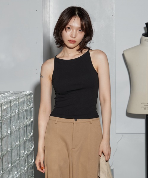 OFROOM(オフルーム)の「Cup-in Rib Cami|カップインリブキャミ(キャミソール・レディース・グレー/ブラック/ブラウン/ホワイト/オレンジ・FREE)」の18枚目の写真