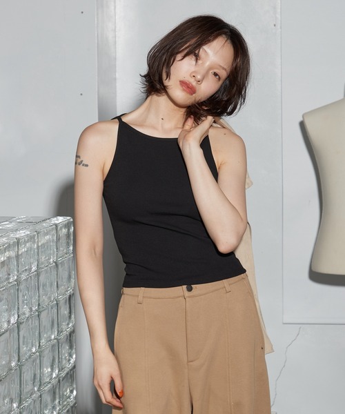 OFROOM(オフルーム)の「Cup-in Rib Cami|カップインリブキャミ(キャミソール・レディース・グレー/ブラック/ブラウン/ホワイト/オレンジ・FREE)」の19枚目の写真