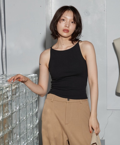 OFROOM(オフルーム)の「Cup-in Rib Cami|カップインリブキャミ(キャミソール・レディース・グレー/ブラック/ブラウン/ホワイト/オレンジ・FREE)」の22枚目の写真