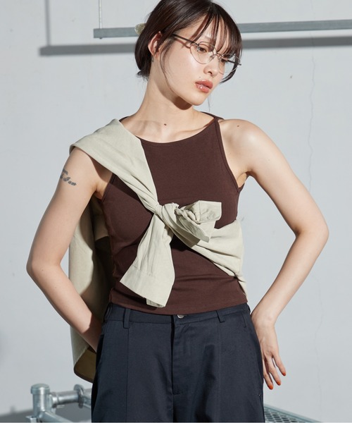 OFROOM(オフルーム)の「Cup-in Rib Cami|カップインリブキャミ(キャミソール・レディース・グレー/ブラック/ブラウン/ホワイト/オレンジ・FREE)」の11枚目の写真
