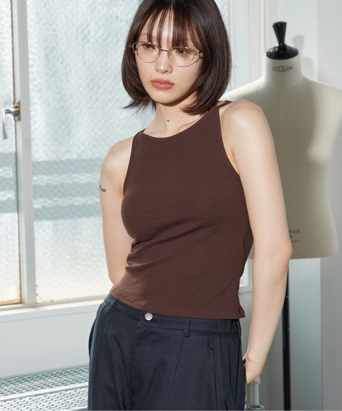 OFROOM(オフルーム)の「Cup-in Rib Cami|カップインリブキャミ(キャミソール・レディース・グレー/ブラック/ブラウン/ホワイト/オレンジ・FREE)」の7枚目の写真