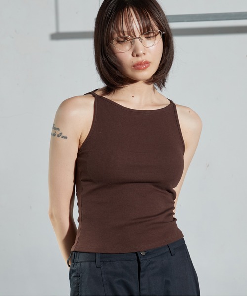 OFROOM(オフルーム)の「Cup-in Rib Cami|カップインリブキャミ(キャミソール・レディース・グレー/ブラック/ブラウン/ホワイト/オレンジ・FREE)」の13枚目の写真