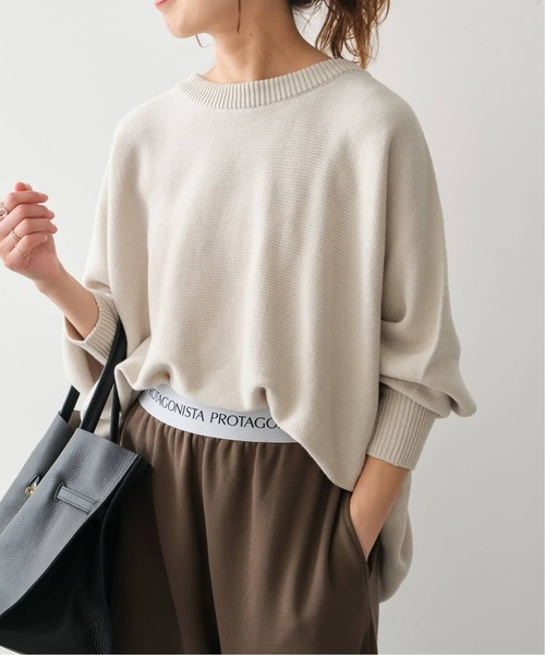 Spick & Span(スピックアンドスパン)の「《WEB限定 / 追加》バルキーヤーンドルマンロングリブニット(ニット/セーター・レディース・ホワイト×ホワイト/ブラック/レッド/ブラウン系その他・FREE)」の2枚目の写真