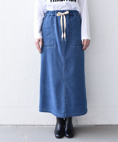 SHIPS Colors(シップス カラーズ)の「〈洗濯機可能〉裏起毛 カットデニム タイトスカート◆(スカート・レディース・ネイビー/ブルー・SMALL/MEDIUM)」の10枚目の写真