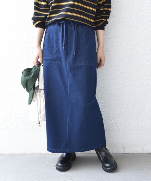 SHIPS Colors(シップス カラーズ)の「〈洗濯機可能〉裏起毛 カットデニム タイトスカート◆(スカート・レディース・ネイビー/ブルー・SMALL/MEDIUM)」の22枚目の写真