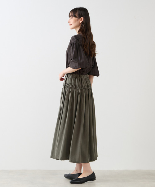 LOGEMENT DE CLAIRE（ロジュモンドクレール）の「【LOURMARIN】パフスリーブストライプブラウス（シャツ/ブラウス・レディース・ブラウン/ネイビー/スミクロ・FREE）」の7枚目の写真