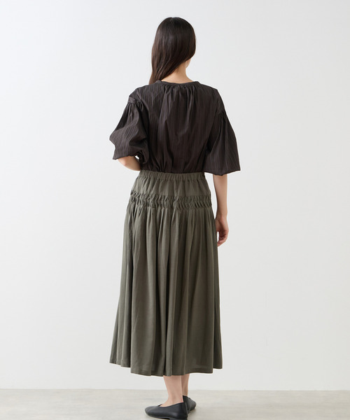 LOGEMENT DE CLAIRE（ロジュモンドクレール）の「【LOURMARIN】パフスリーブストライプブラウス（シャツ/ブラウス・レディース・ブラウン/ネイビー/スミクロ・FREE）」の8枚目の写真