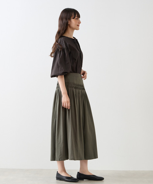LOGEMENT DE CLAIRE（ロジュモンドクレール）の「【LOURMARIN】パフスリーブストライプブラウス（シャツ/ブラウス・レディース・ブラウン/ネイビー/スミクロ・FREE）」の9枚目の写真