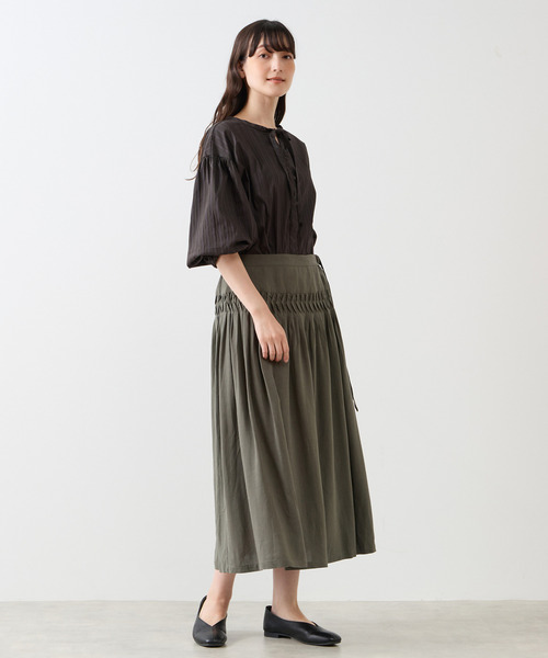 LOGEMENT DE CLAIRE（ロジュモンドクレール）の「【LOURMARIN】パフスリーブストライプブラウス（シャツ/ブラウス・レディース・ブラウン/ネイビー/スミクロ・FREE）」の10枚目の写真