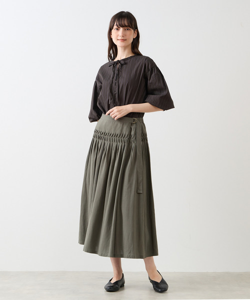 LOGEMENT DE CLAIRE（ロジュモンドクレール）の「【LOURMARIN】パフスリーブストライプブラウス（シャツ/ブラウス・レディース・ブラウン/ネイビー/スミクロ・FREE）」の11枚目の写真