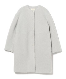 ノーカラー ウェーブ ニット コート