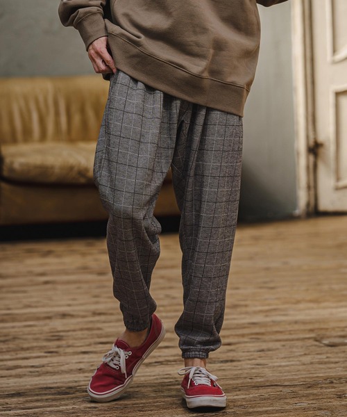 CAMBIO(カンビオ)の「mp15405- Wool Blend Bonded Check Jogger Pants チェックジョガーパンツ(A76226cmb)(その他パンツ・メンズ・グレー/チャコール/ブラウン/ダークネイビー・L/M/S)」の3枚目の写真